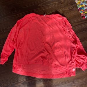 Free people movement bright coral oversized lomg sleeve t